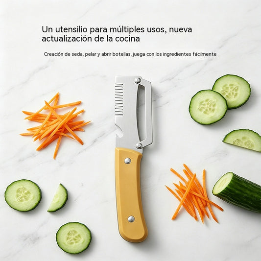 ✅Compra 1 y llévate 1 gratis (2 artículos) 🧅🔪 Pelador de cocina multifuncional 3 en 1: ¡Pela, corta y abre botellas! 🔥