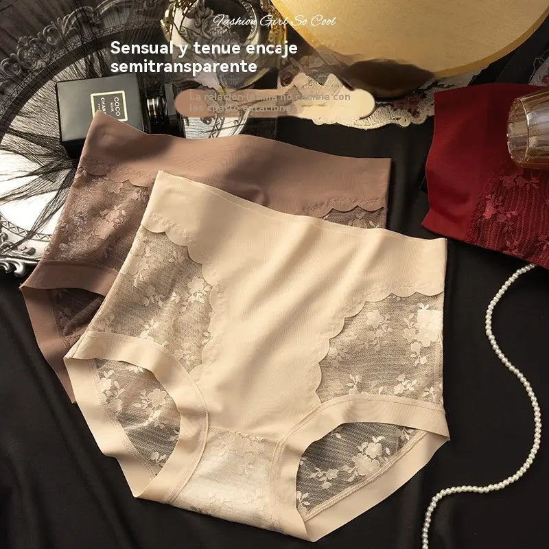 🔥5 piezas 【40-80KG】Braguitas de encaje sin costuras de alta elasticidad para mujer, con control de abdomen y funciones para realzar y moldear los glúteos.