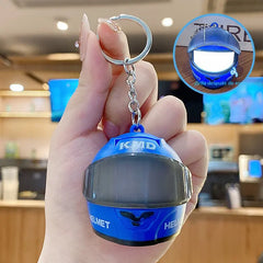🏍️✨【Compra uno y llévate otro gratis】Llavero mini casco de motocicleta con luz LED