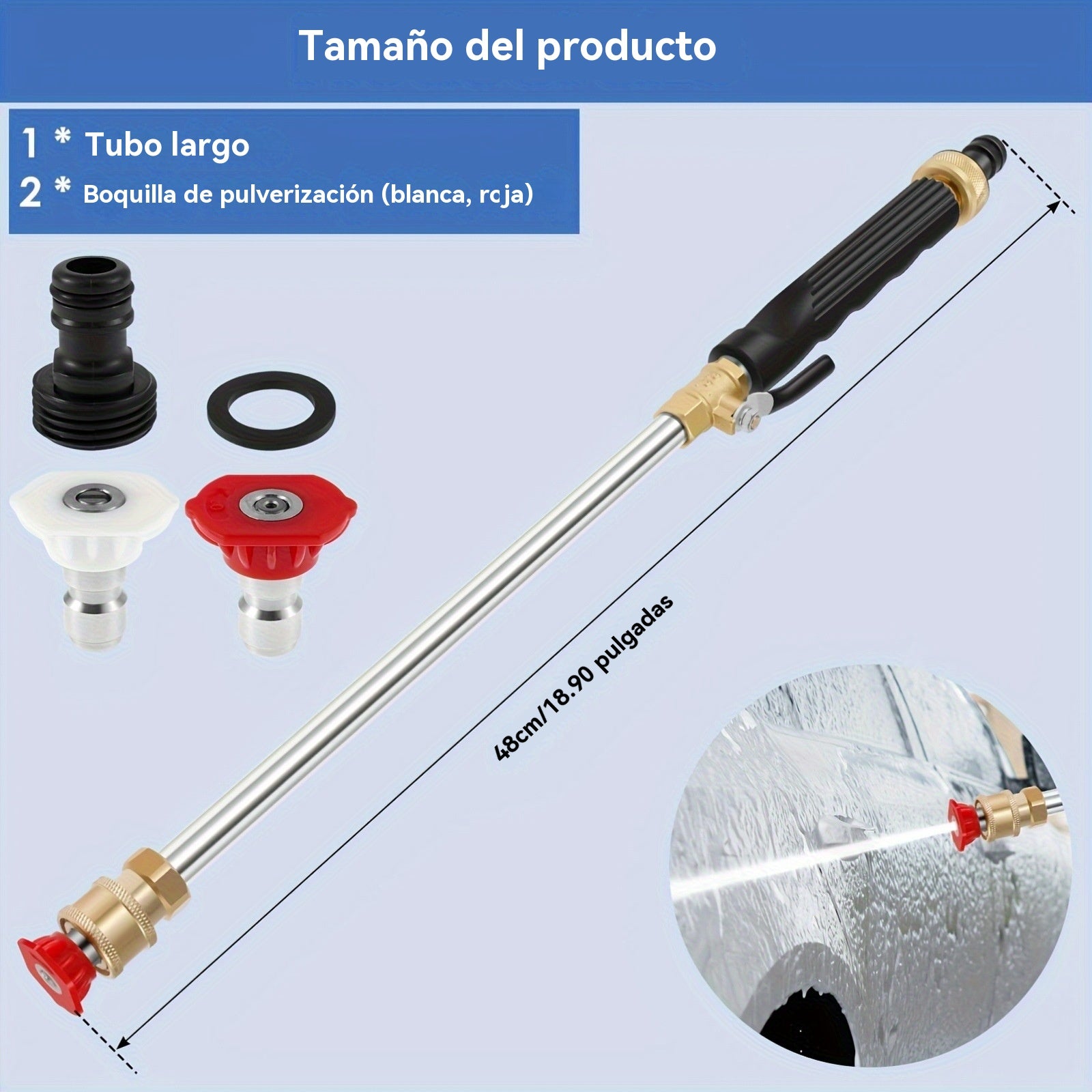 Pistola de agua de alta presión con 2 boquillas intercambiables - Aleación de aluminio resistente