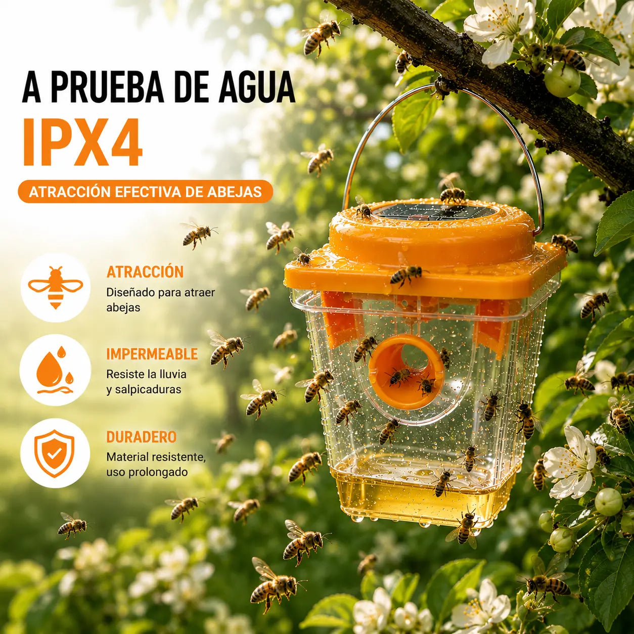 🐝☀️ Trampa solar para avispas para la terraza y el jardín 🔋🌿 - eficaz, recargable y resistente a la intemperie - sin productos químicos, hasta 500 m² - ¡ahorra ahora!