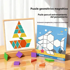 🔥【150 piezas】👶🧩Juguete de rompecabezas tangram de madera magnético, entrenamiento cerebral y juguete educativo para niños, estimula el pensamiento