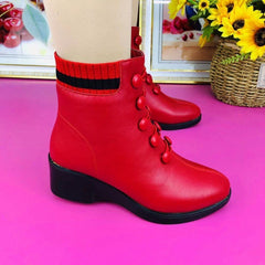 💟【45% DE DESCUENTO】👢【35-41】Botas de tacón inclinado de cuero suave populares de otoño e invierno para mujer