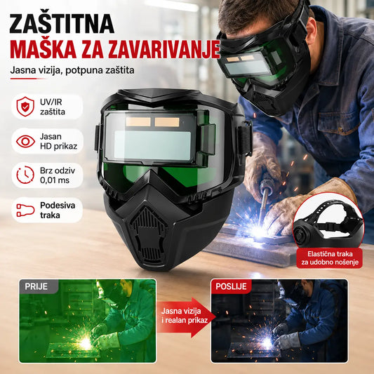 🔥😎Potpuno automatska maska za zavarivanje s promjenjivom svjetlošću i zaštitnom maskom za zavarivače