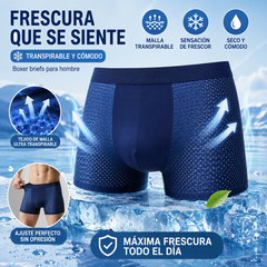 4 piezas （L-4XL）🔥2026 Nuevos calzoncillos bóxer de seda helada para hombre, modal, talla grande, con malla antibacteriana