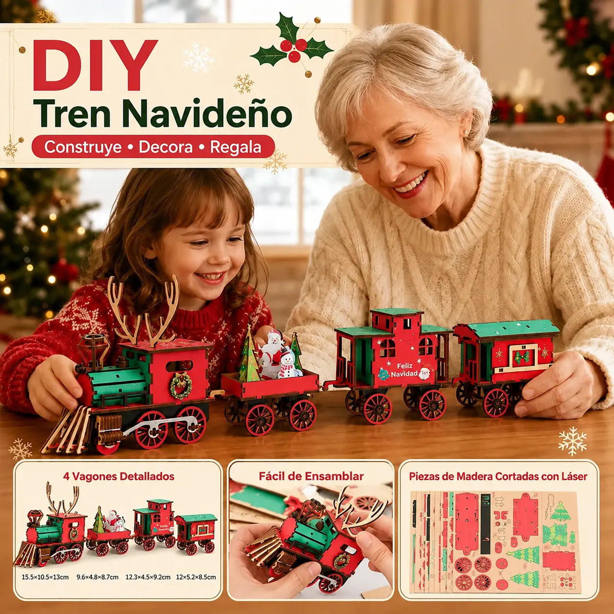 📢📢 ¡¡Descuento del 49% por tiempo limitado!! ⚡🚂 Rompecabezas de tren DIY con temática navideña