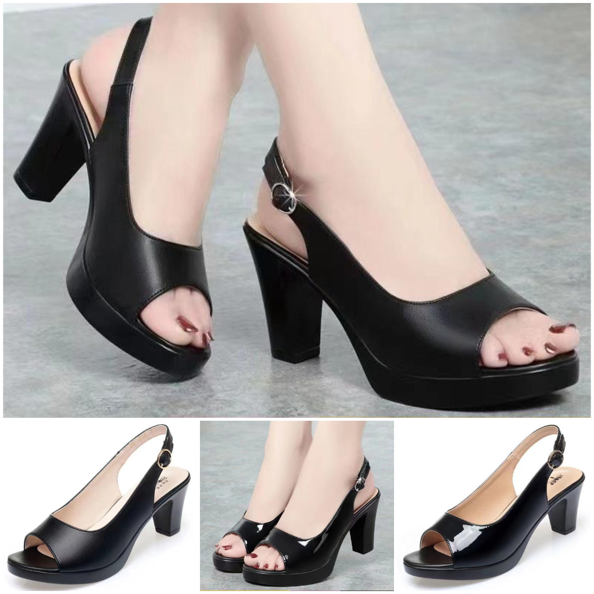 💞Sandalias de tacón alto informales y elegantes con forma de boca de pez.