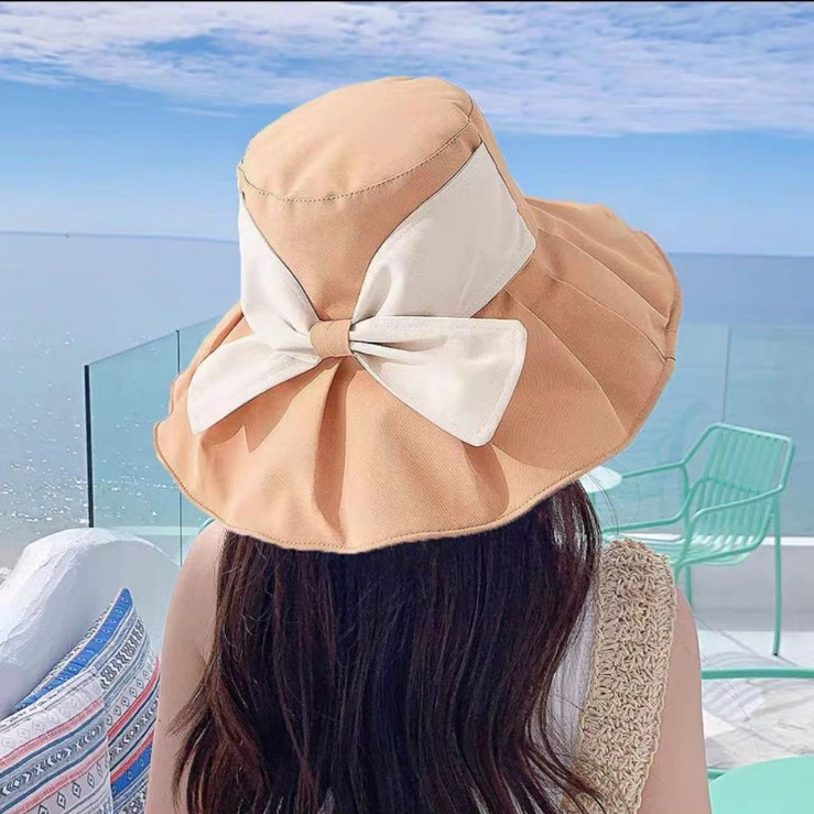 🎀☀️Sombrero de sol de ala ancha con lazo