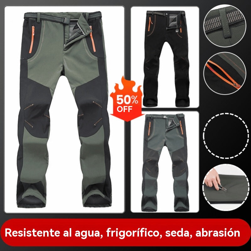 【💥Alta calidad】【S-5XL】Pantalones de senderismo para hombre, suaves, impermeables, a prueba de viento, transpirables, cálidos y gruesos, de polar para deportes al aire libre.