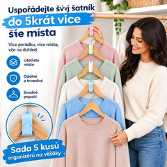👕✨【Balení 100 kusů】Spojky na ramínka na oblečení šetří místo: Zdvojnásobí úložný prostor ve vaší skříni; jsou robustní a odolné.