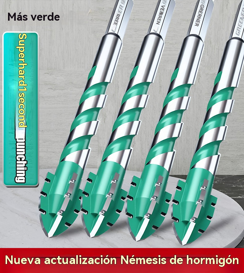 🔥【6+8+10+12mm】【10  piezas】Broca universal 4 filos: abre agujeros más rápidos, limpios y sin esfuerzo en todos los materiales.