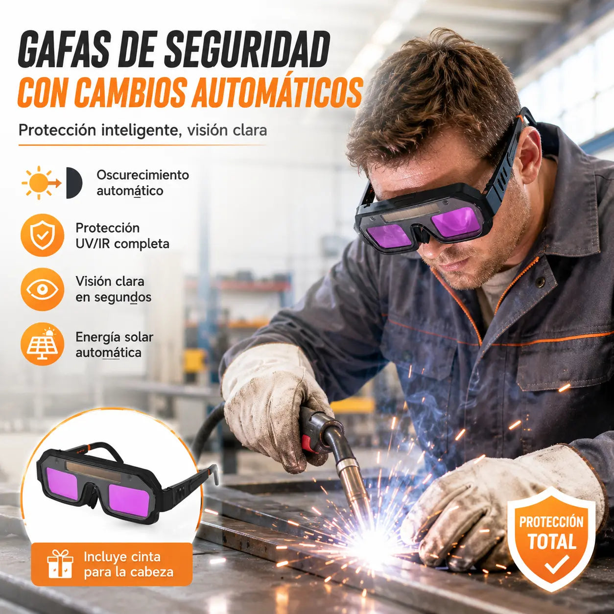 💥🕶️Gafas de soldadura con oscurecimiento automático, gafas de soldadura por arco antideslumbrantes, doble protección para soldadura, gafas de protección UV antideslumbrantes para soldadura