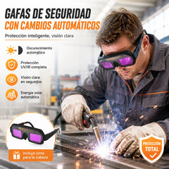 💥🕶️Gafas de soldadura con oscurecimiento automático, gafas de soldadura por arco antideslumbrantes, doble protección para soldadura, gafas de protección UV antideslumbrantes para soldadura