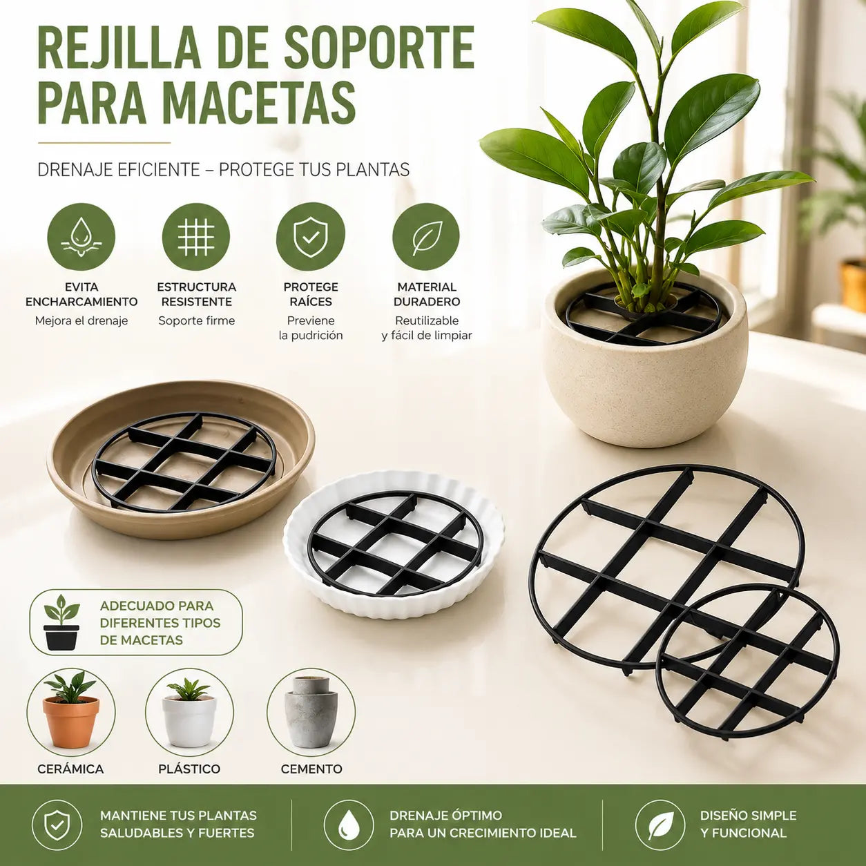 10 piezas 27 euro]🌿🌹 Elevador de macetas que protege las raíces: eleva las macetas, favorece la circulación del aire y mantiene los suelos limpios. Para uso interior y exterior. 🔥🏠