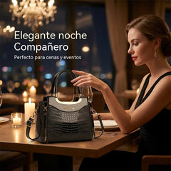 💎Oferta imperdible 2026✨ Bolso de mano vintage brillante con relieve de cocodrilo para mujer: elegante, espacioso y con un estilo impecable.