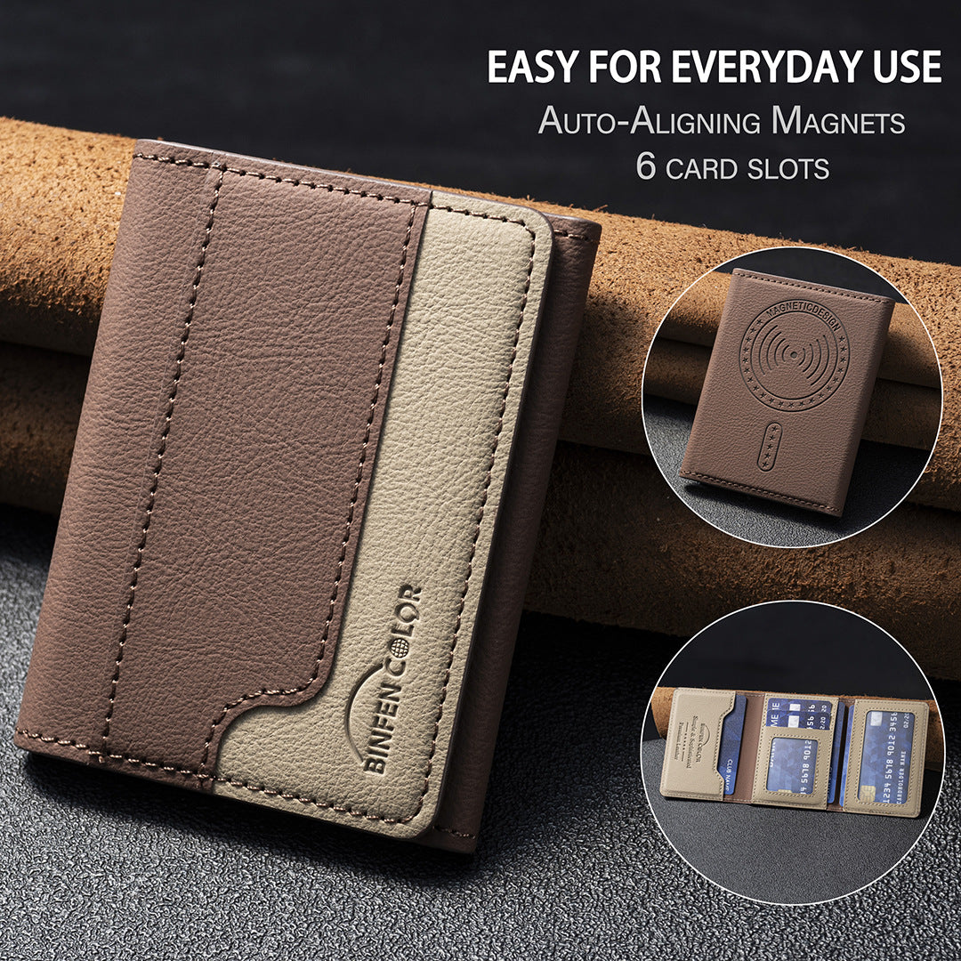Cartera magnética tríptico con tarjetero, tarjetero universal para teléfono móvil con ventosa en la parte posterior.