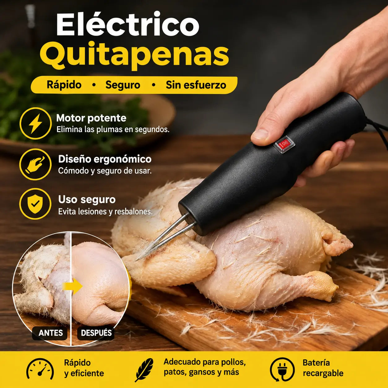 【🔥Oferta】🐓🦆Desplumadora eléctrica para aves de corral