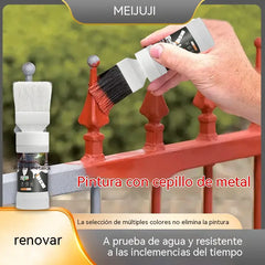 【Compra 1 y llévate 1 gratis】Pintura metálica a base de agua, pintura antioxidante, pintura para renovación de puertas y barandillas de hierro forjado con pincel incorporado.