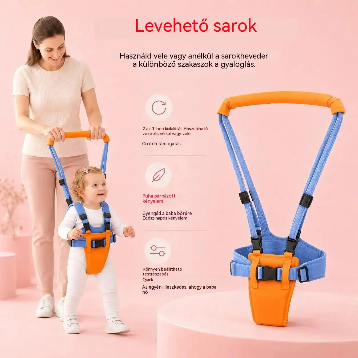 👶🚶 Állítható járókeret levehető csípőüléssel