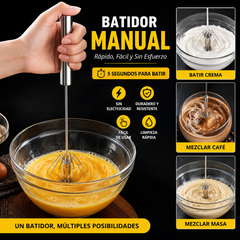 24€【 Conjunto de 2 piezas】Batidor de huevos semiautomático de acero inoxidable