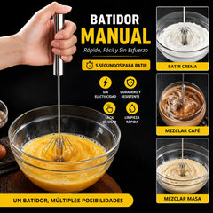 24€【 Conjunto de 2 piezas】Batidor de huevos semiautomático de acero inoxidable