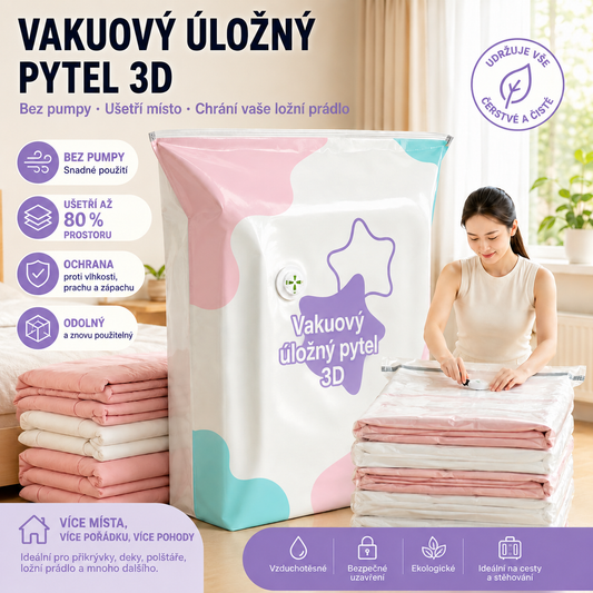 🧳【5-dílná sada】💨 Velká, stlačitelná vakuová úložná kapsa: nevyžaduje pumpičku, je nepropustná a ideální pro úsporu místa v kufru a doma ✈️