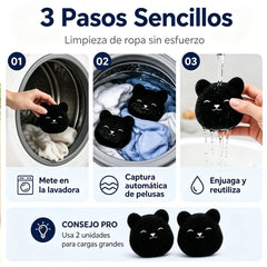 【10 piezas】🐻 Eliminador de Pelos de Mascotas para Lavadora – Diseño de Osito, Reutilizable, Antienredos y Uso en Seco y Húmedo 🧺✨