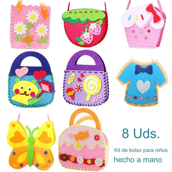 🔥【8 piezas】🥰Bolsos infantiles hechos a mano no tejidos DIY, el mejor regalo para los niños🎁