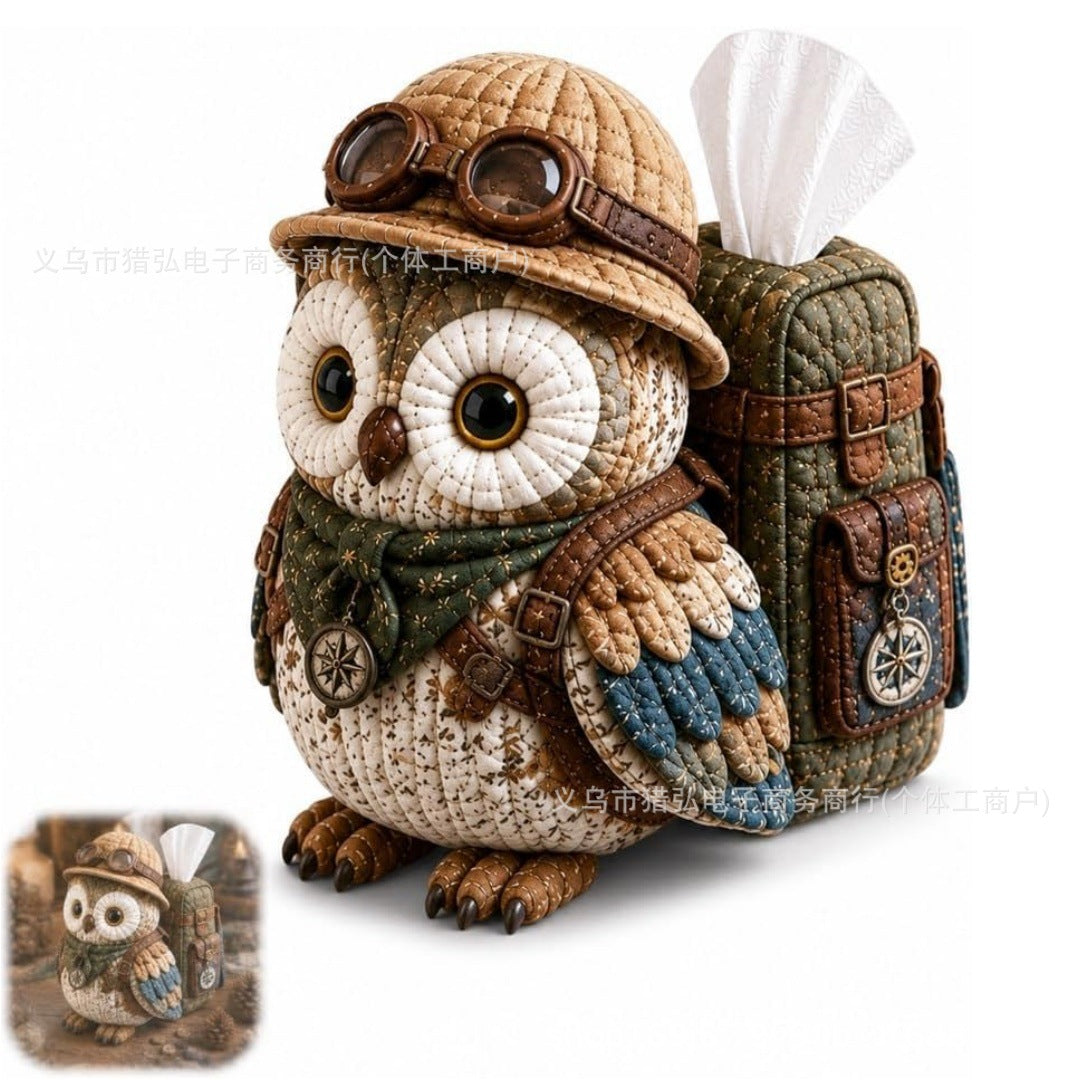 🦉Kit de costura DIY - Caja de pañuelos acolchada con patrón de búho inteligente