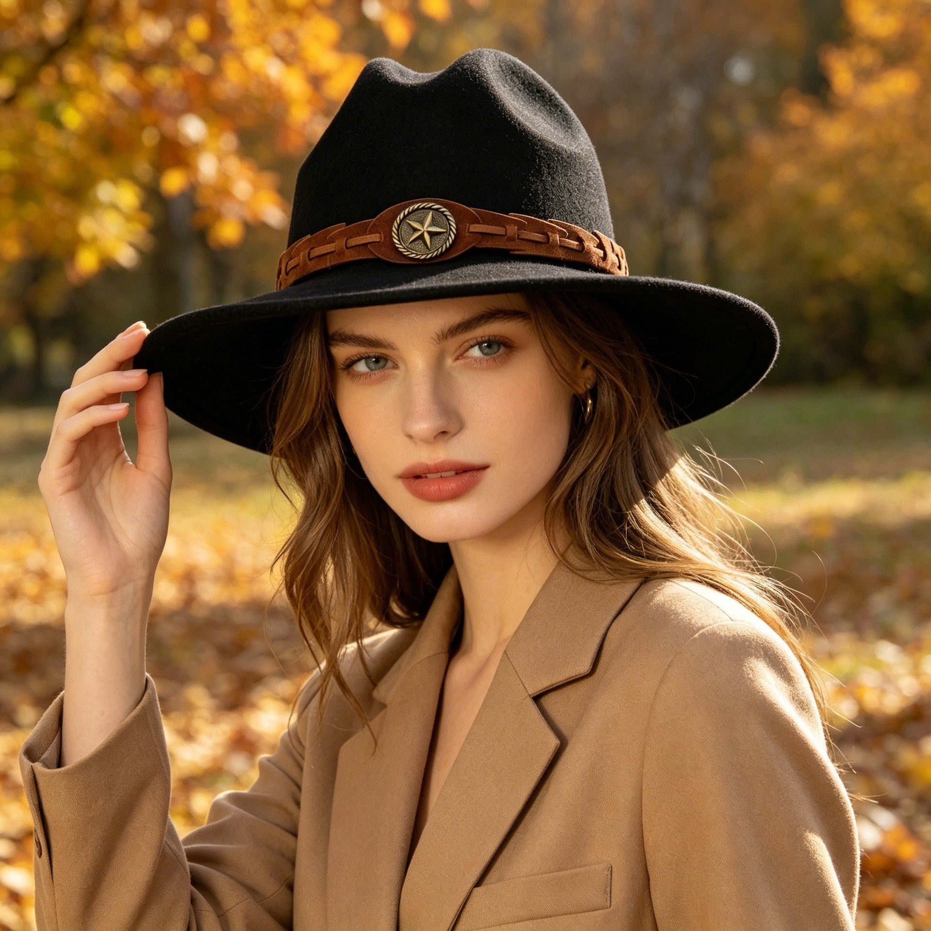 🔥【Compra 1 y llévate 1 gratis】👒✨Sombrero de fieltro al estilo vaquero occidental