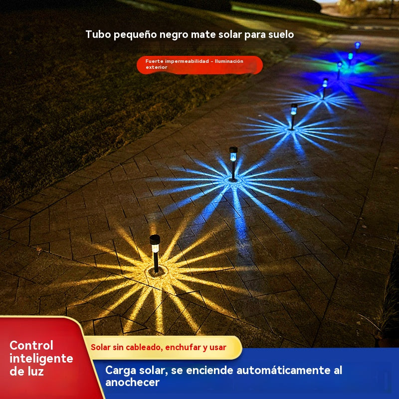 ✨【Compra 2 y llévate 2 gratis, juego de 4 piezas】☀️Lámpara de suelo solar de acero inoxidable con efecto de estrella para decoración de jardín