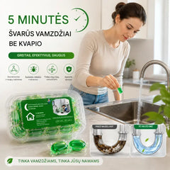 2 pakuotės (100 tablečių) 👍 Vandenyje tirpstančios kapsulės nemaloniems kvapams iš kanalizacijos pašalinti – puikus sprendimas, apsaugantis nuo kvapų plitimo vonios kambariuose ir virtuvėse.