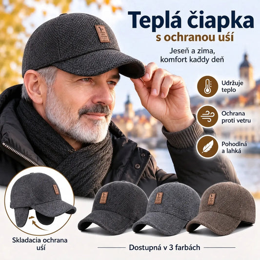 🧢 Teplá pánska čiapka s ochranou sluchu: pohodlie na jeseň a zimu.