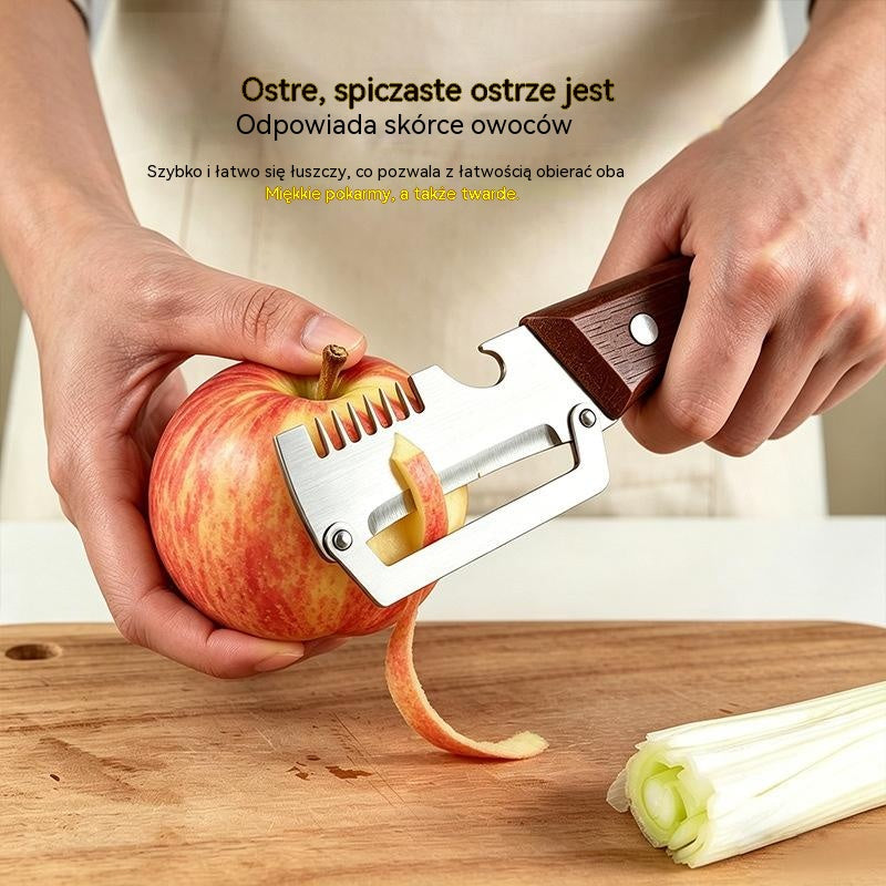 🔥Kup 1, a 2 dostaniesz gratis (2 sztuki)🧅🔪 Wielofunkcyjna obieraczka kuchenna 3 w 1: obiera, sieka warzywa, kroi mięso i otwiera butelki! 🔥