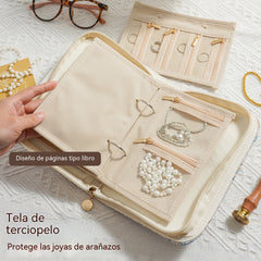 🔥Elegante y portátil estuche para guardar joyas con estampado de flores de ciruelo y mariposas