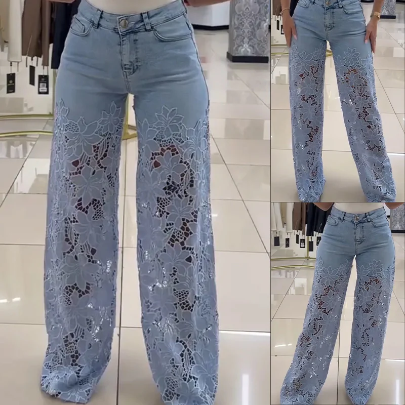 💥 VENTA VENTA 💥👖Modernos vaqueros con parches de encaje
