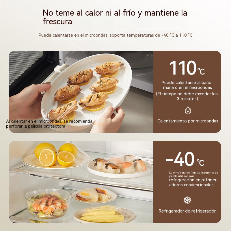 【Juego de 300 piezas】Cubierta desechable de film transparente, tipo colgante, multifuncional para la conservación de alimentos y protección contra el polvo doméstico.