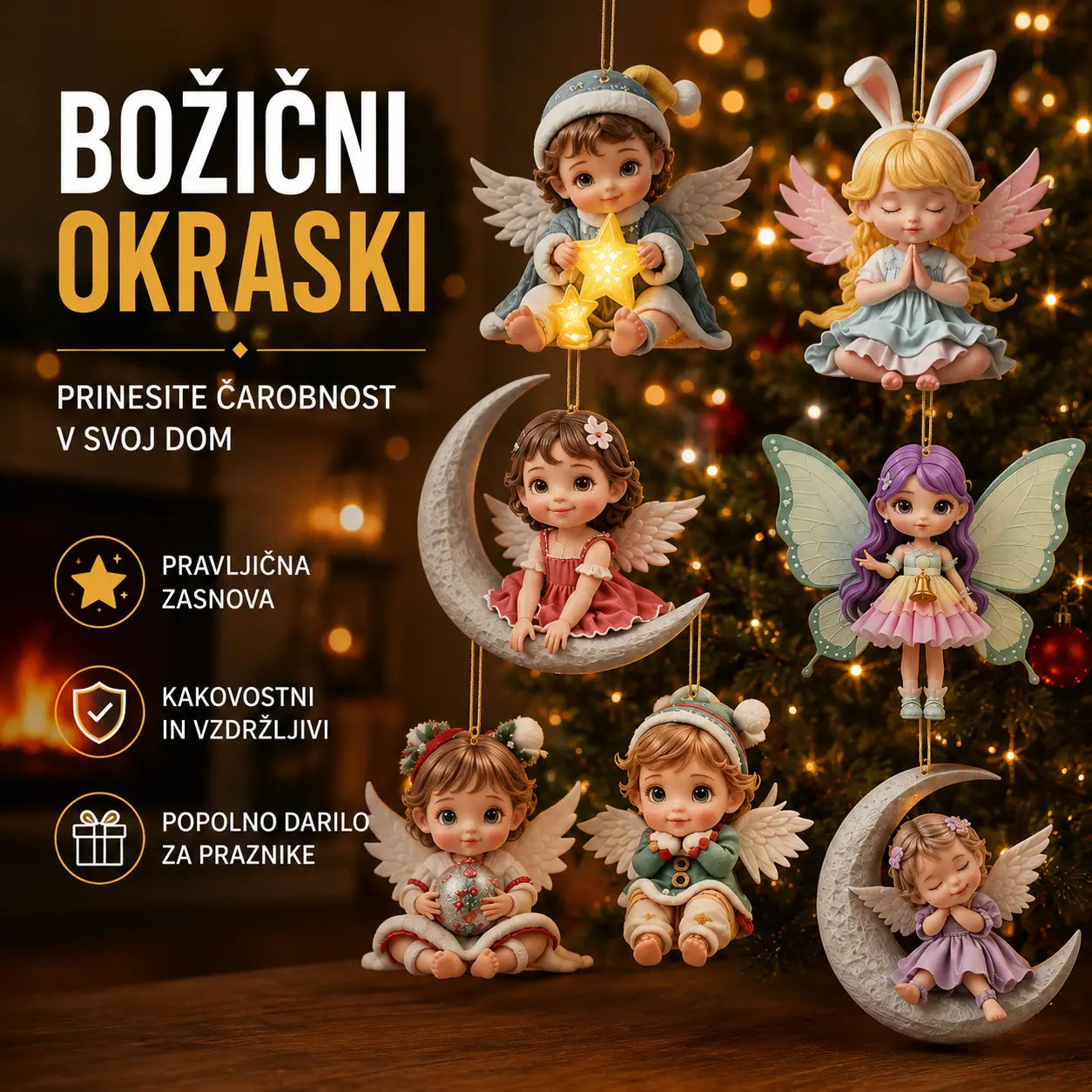 🎁【10/20 kosov】Lesen angel - božična dekoracija za dom