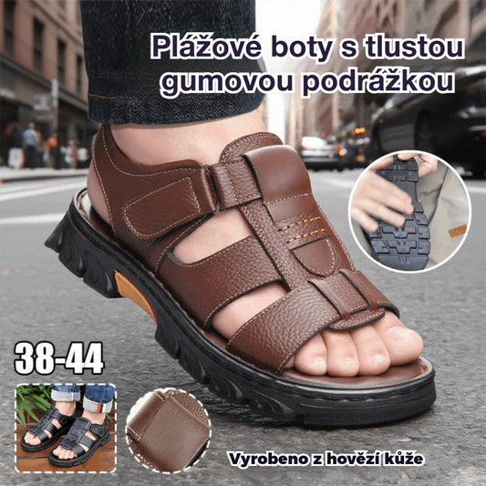 🔥👟 (SLEVA 50 %)【Velikost 38 ~ 44】 Ručně vyrobené pánské plážové sandály z měkké kůže s protiskluzovou úpravou