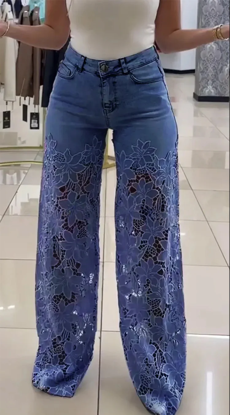 💥 VENTA VENTA 💥👖Modernos vaqueros con parches de encaje