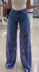 💥 LIQUIDACIÓN DE STOCK 💥👖Vaqueros denim modernos con parches de encaje
