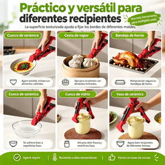 🥢【2 piezas por 26 euros】🔥 Pinza Multiusos 4 en 1 Antideslizante de Silicona – Extrae Platos y Fuentes Calientes sin Quemarte, Perfecta para Ollas y Vaporeras 🍲