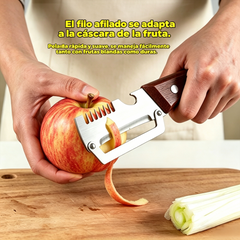 ✅Compra 1, llévate 1 gratis (dos artículos)🧅🔪 Pelador de cocina multifuncional 3 en 1: ¡Pela, pica verduras, corta carne y abre botellas! 🔥