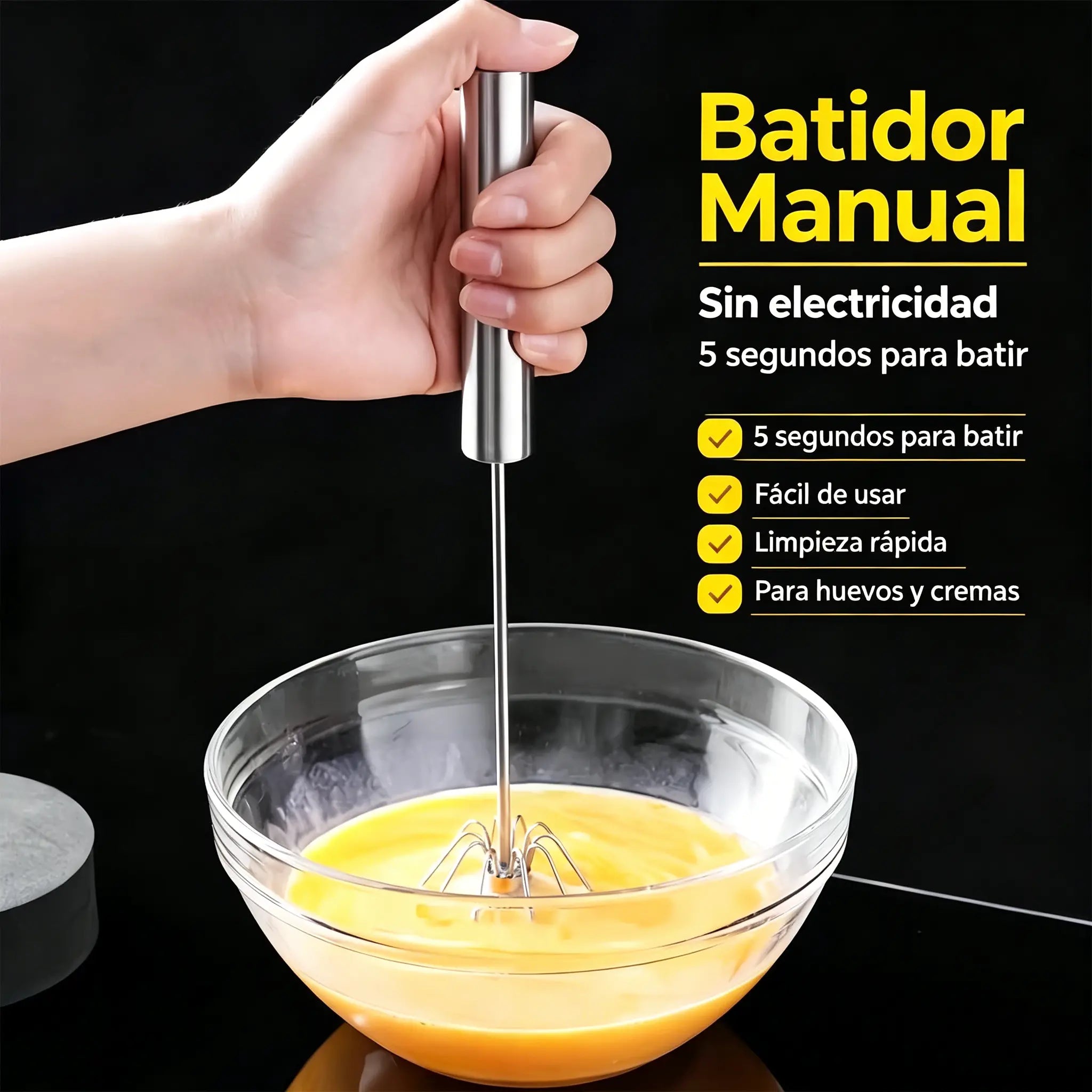 26€【 Conjunto de 2 piezas】Batidor de huevos semiautomático de acero inoxidable