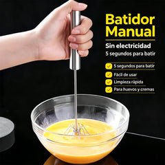 24€【 Conjunto de 2 piezas】Batidor de huevos semiautomático de acero inoxidable
