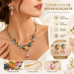 🎉 ¡Oferta 2026! ¡Más de 54.000 unidades vendidas! 🌸 Conjunto de collar floral informal para mujer: cristales, microengaste y pendientes a juego 💎